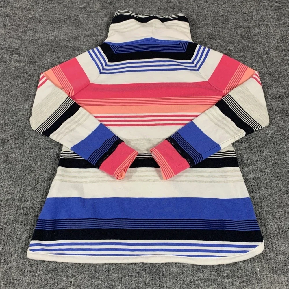 T by Talbots Sweater Womens P Small White‎ Colorful Cowl Neck Sweatshirt Coastal
